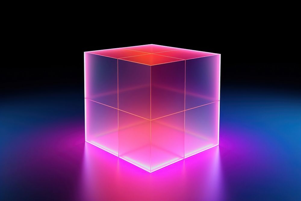 Cube shape background abstract neon toy.