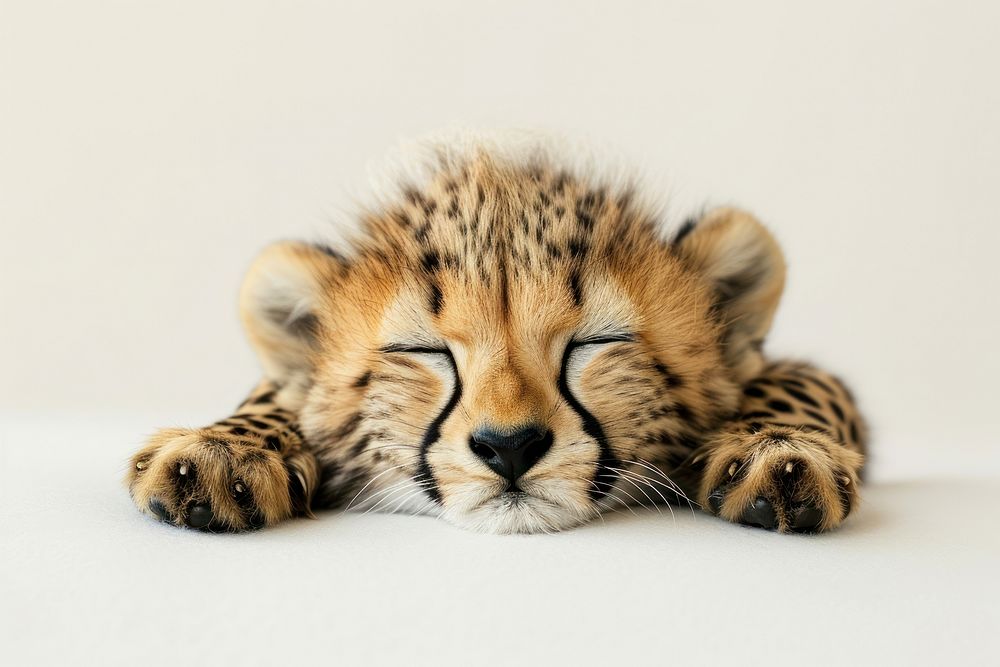 Baby cheetah wildlife sleeping animal. AI generated Image by rawpixel.
