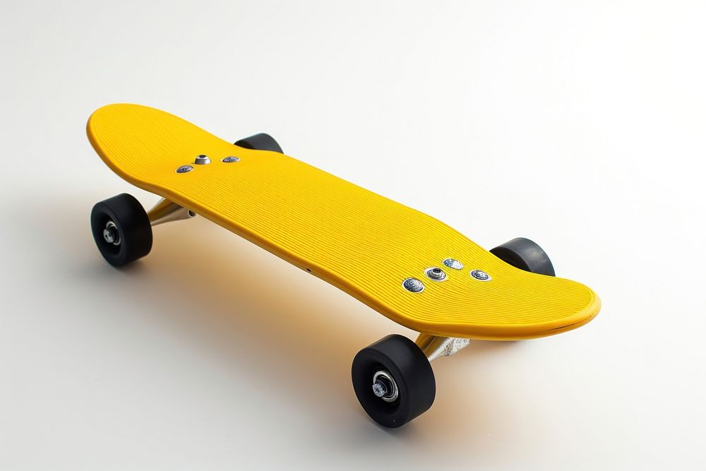 Yellow skate board skateboard wheel white background.