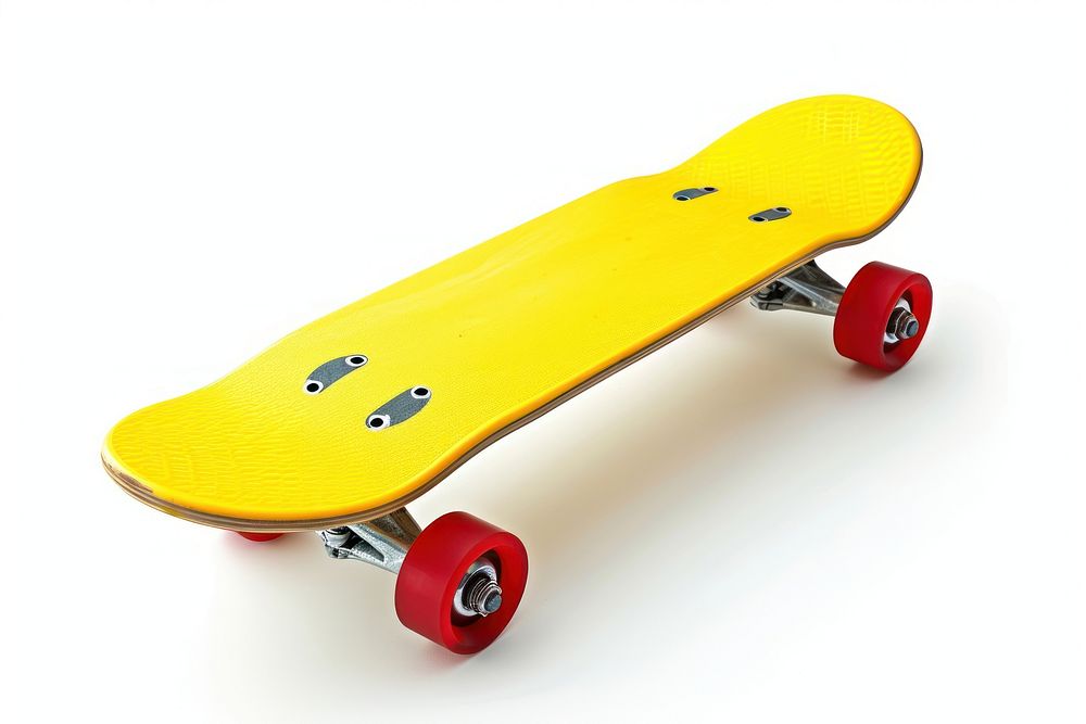 Yellow skate board skateboard white background skateboarding.