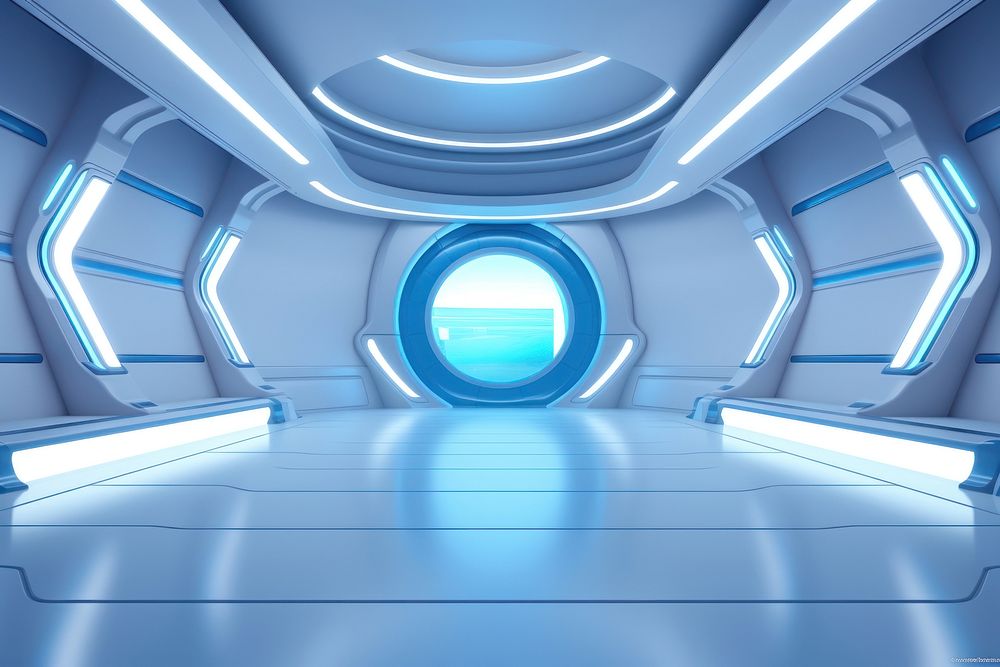 3d render of empty spaceship blue car transportation.