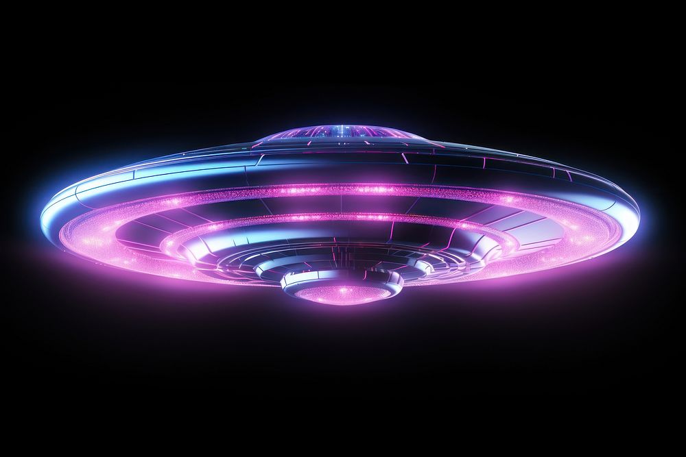 Ufo iridescent transportation illuminated futuristic.