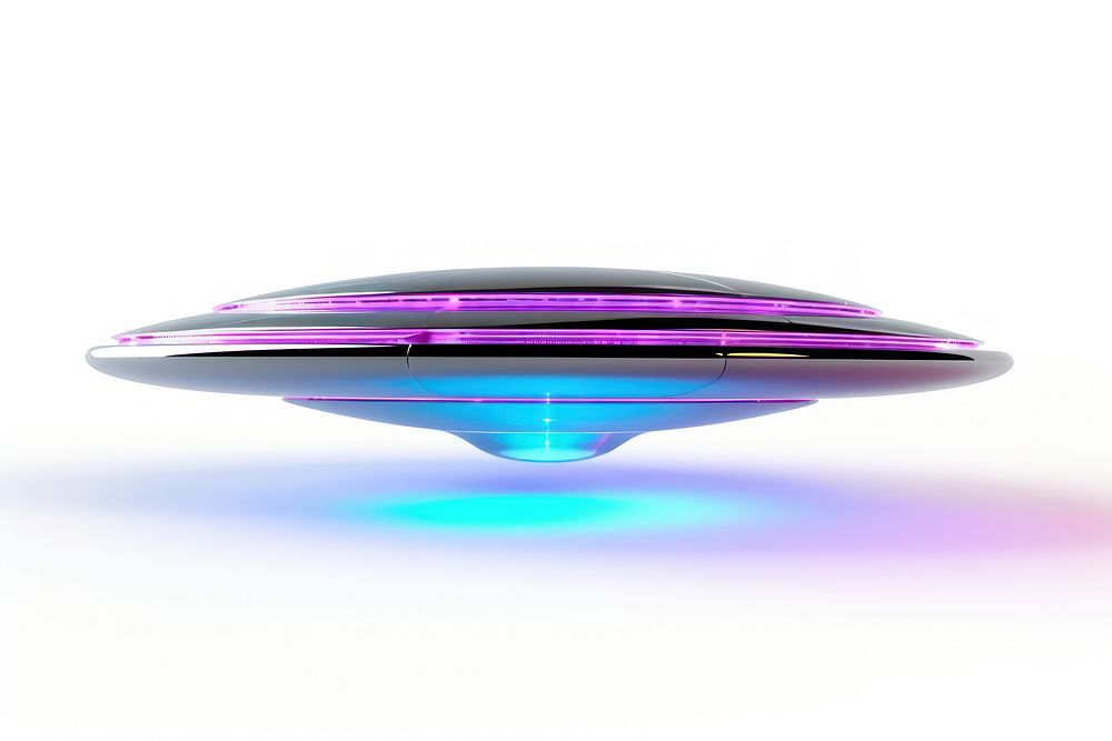 Ufo iridescent white background electronics technology.