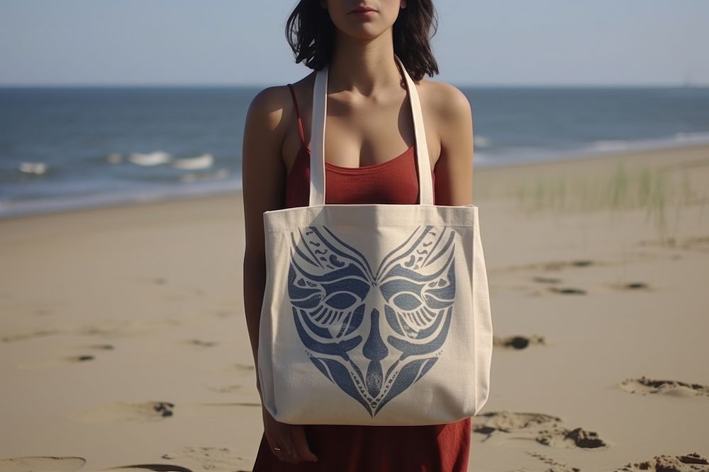 Woman has a tote bag portrait handbag beach. AI generated Image by rawpixel.