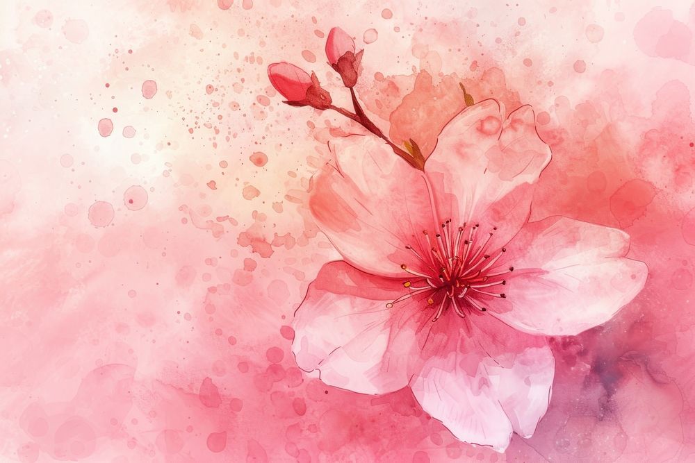 Watercolor flower pink background backgrounds blossom petal.