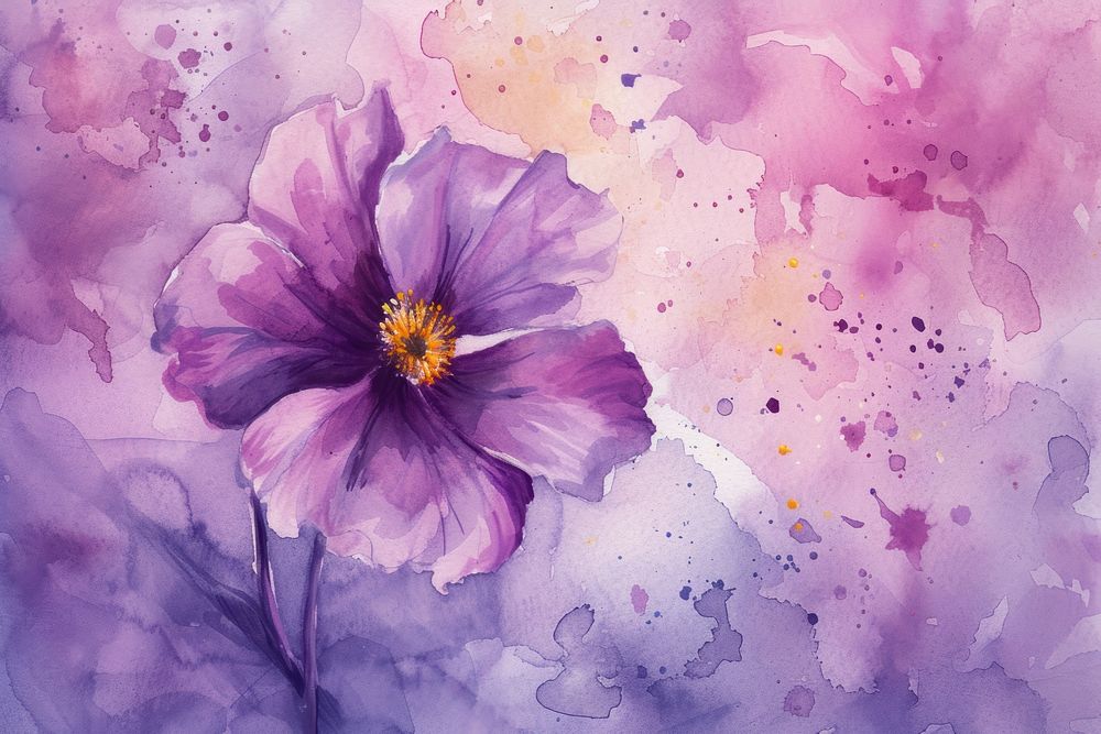 Watercolor flower purple background backgrounds painting blossom.