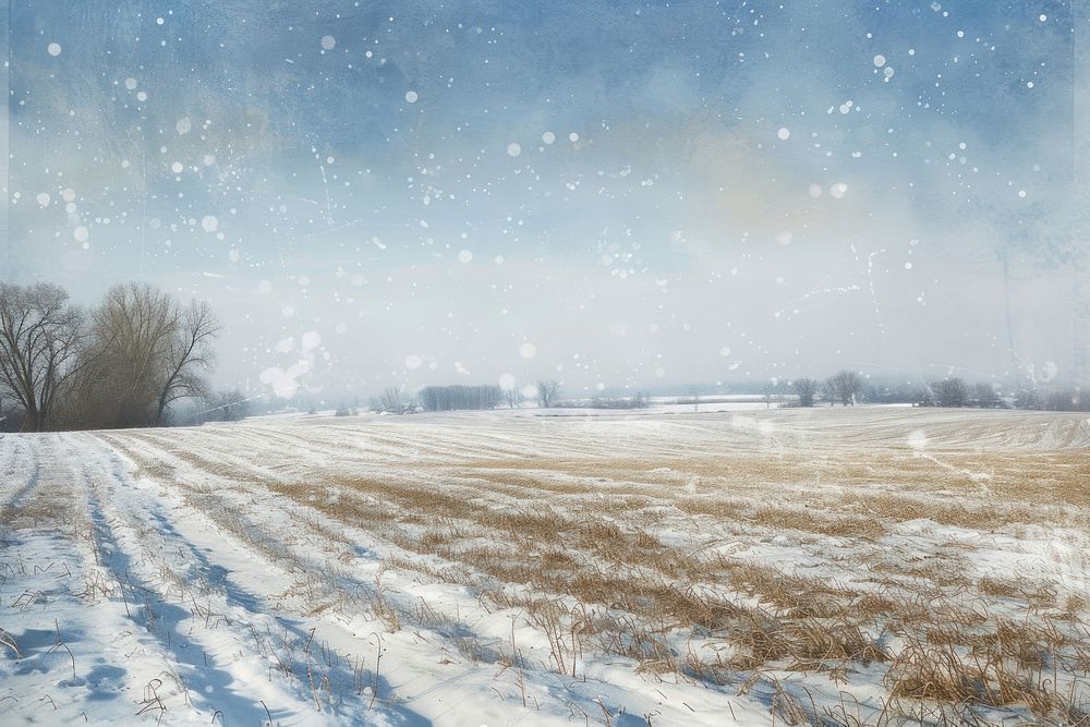 Winter field background abstract blizzard outdoors nature.
