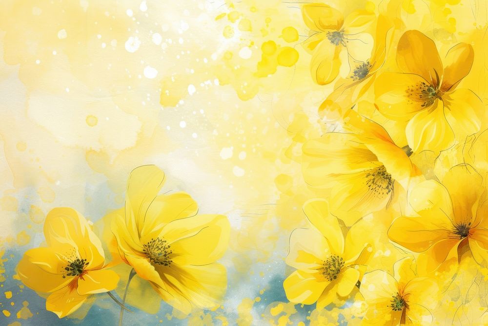 Yellow watercolor flower background backgrounds pattern petal.