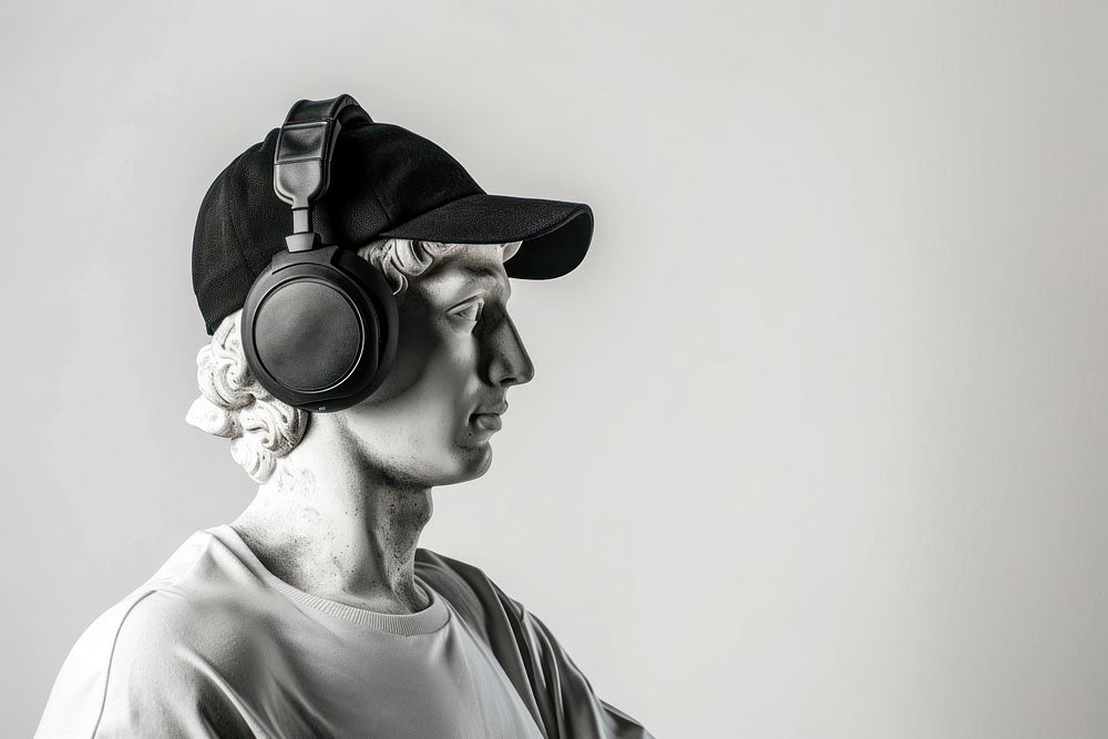 Portrait of an Ancient Greek sculpture headphones adult black.