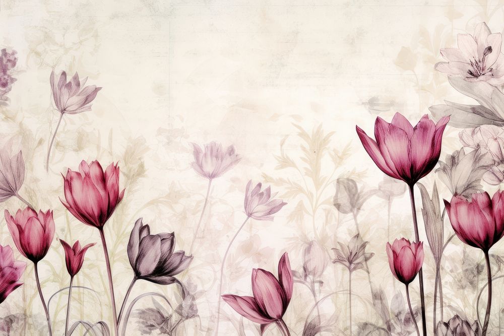 Tulip flowers border backgrounds blossom pattern.