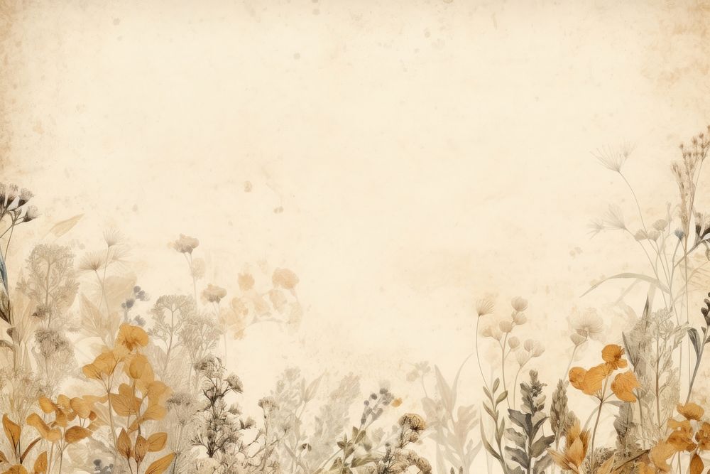 Golden dried flowers border backgrounds pattern paper.