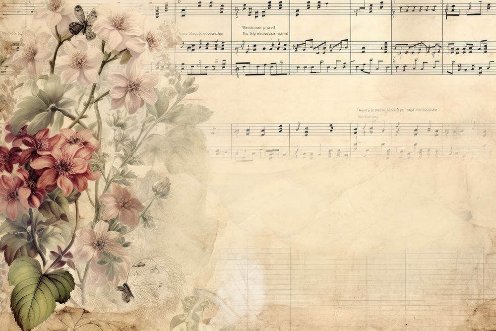 Music border backgrounds flower paper.