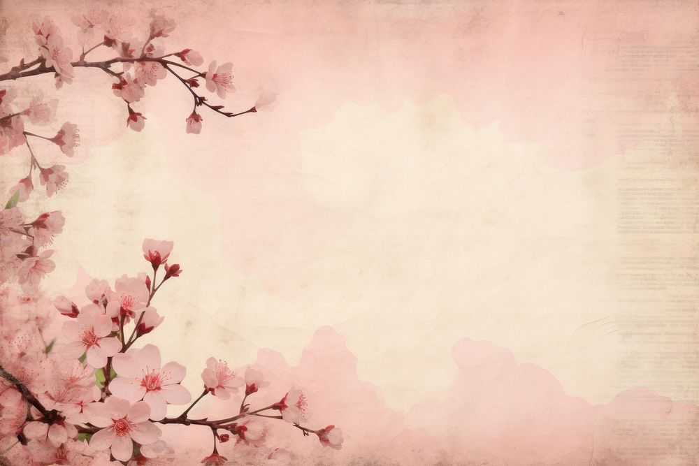 Pink cherry blossom border backgrounds flower plant.