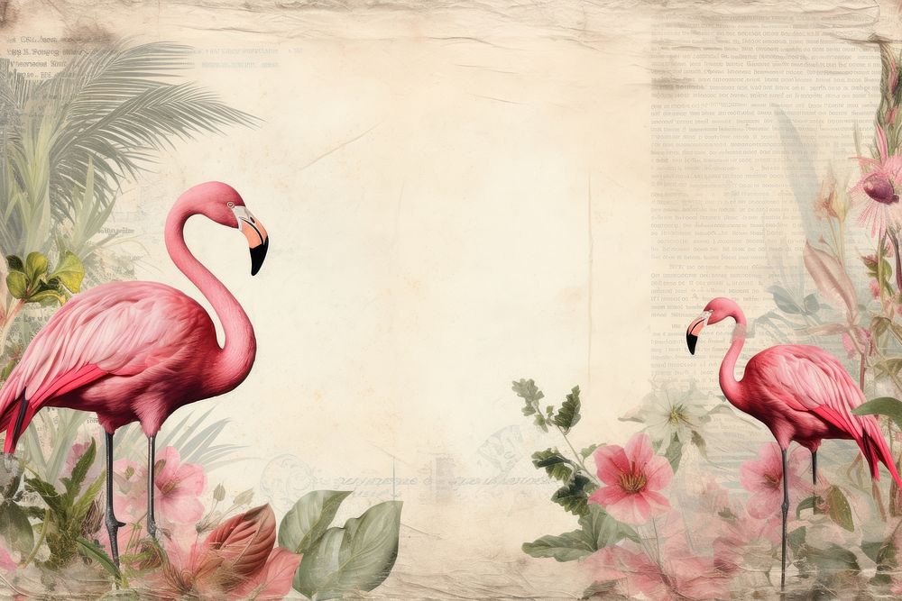 Flamingo border animal paper bird.