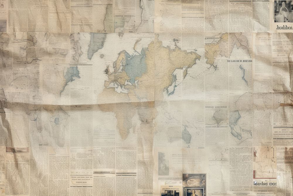 Map border backgrounds newspaper weathered.
