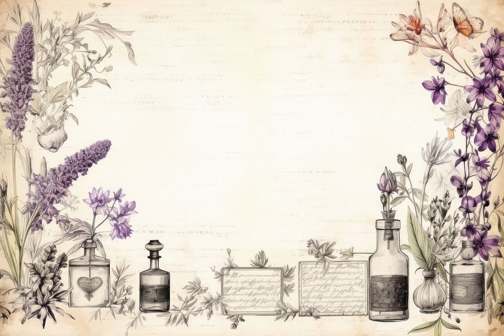 Perfumes border herbs backgrounds lavender.