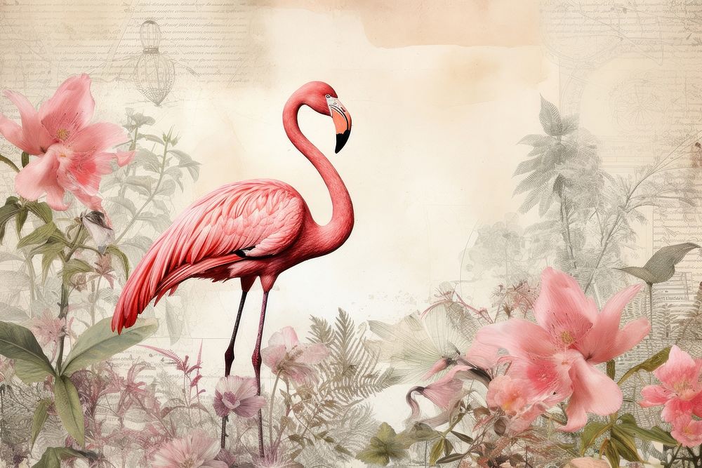 Flamingo border animal bird fragility.