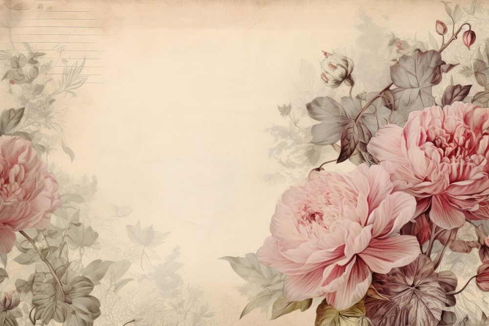 Peony flowers border backgrounds painting pattern.