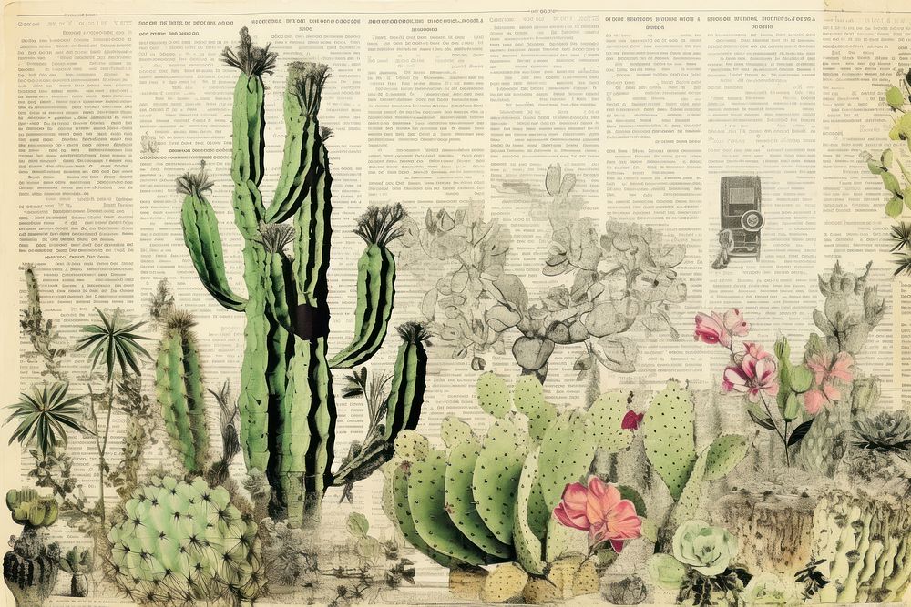 Cactus border plant paper outdoors. | Free Photo Illustration - rawpixel