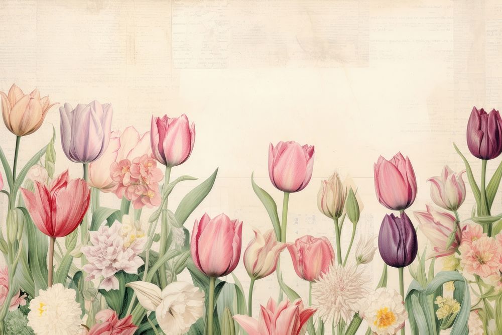 Tulip flowers border backgrounds painting plant.