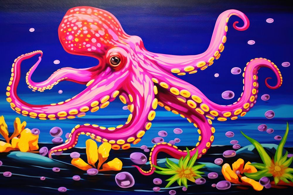 Octopus painting animal marine. AI generated Image by rawpixel.