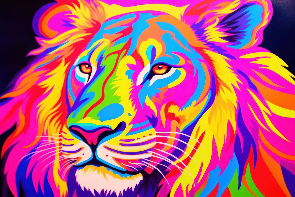 Lion backgrounds painting mammal. AI generated Image by rawpixel.