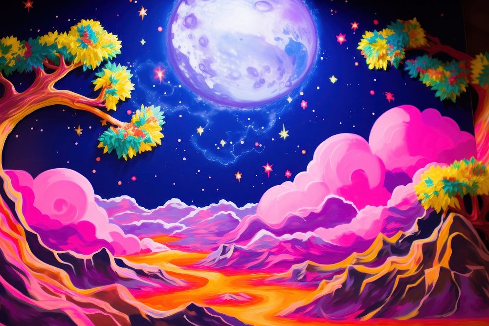 Moon painting purple outdoors. AI generated Image by rawpixel.