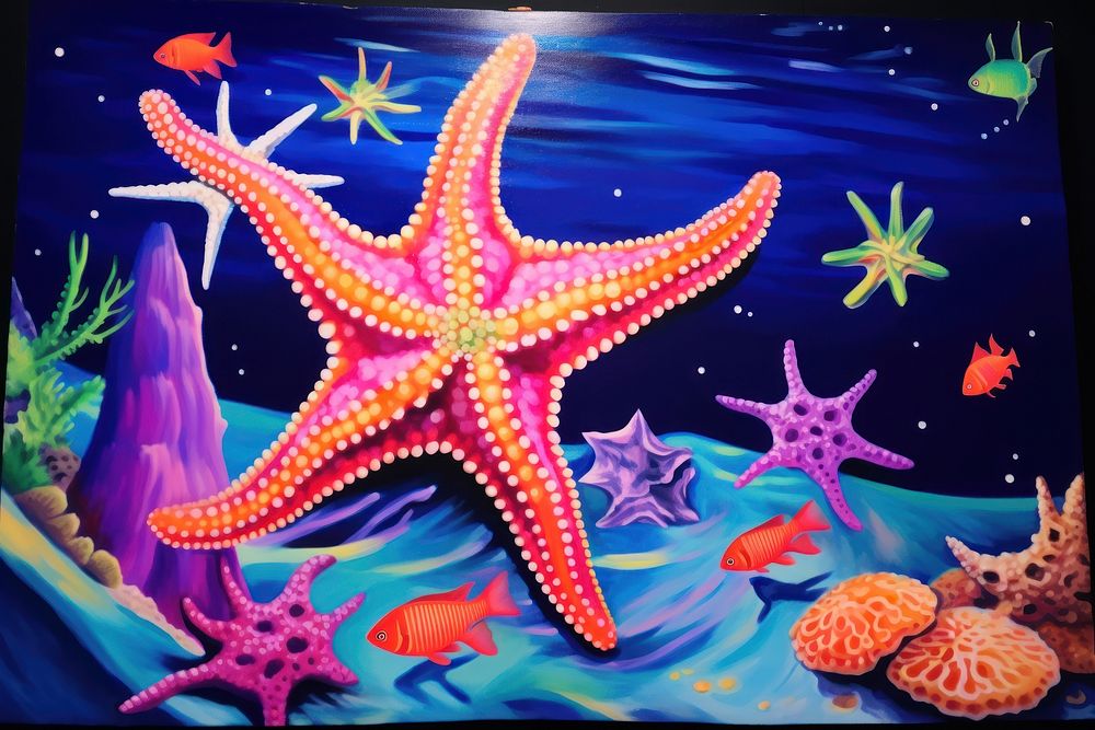 Starfish painting marine purple. AI generated Image by rawpixel.