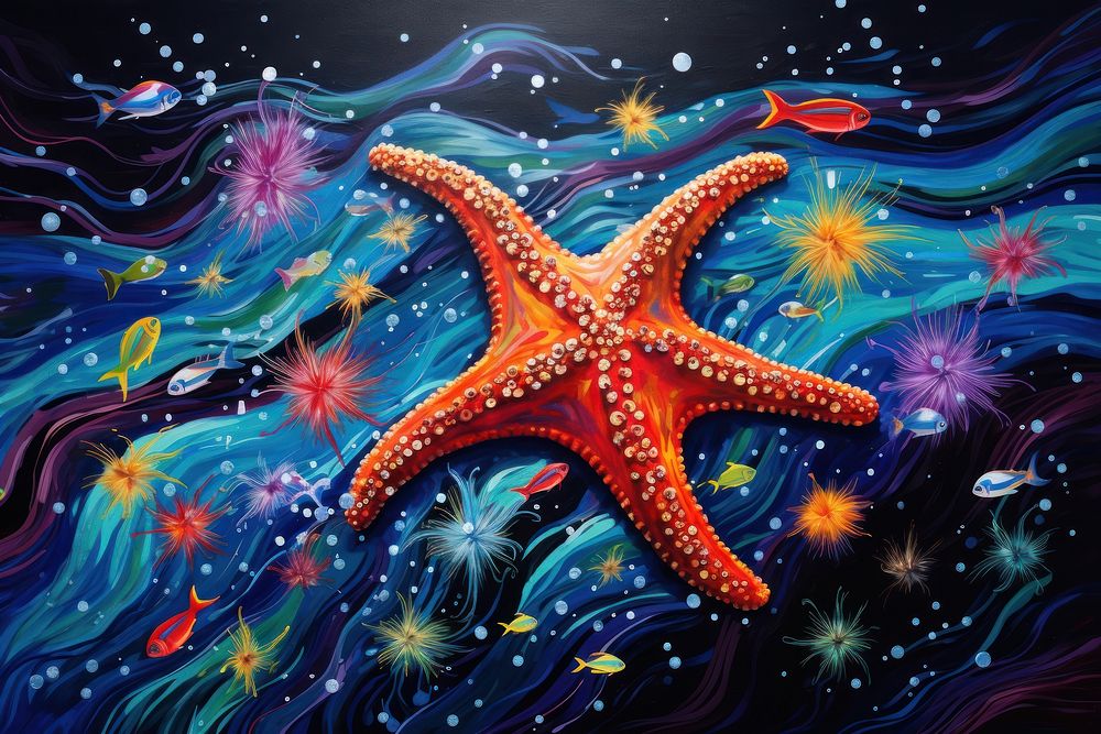 Starfish painting marine blue. AI generated Image by rawpixel.