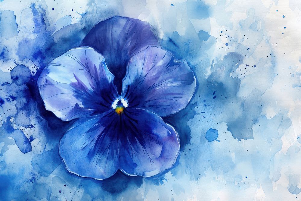 Blue abstract watercolor flower petal plant inflorescence.