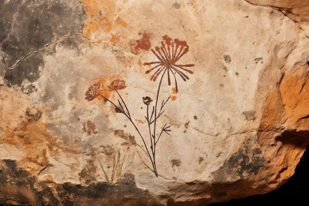 Cave painting of Flower flower fossil plant.