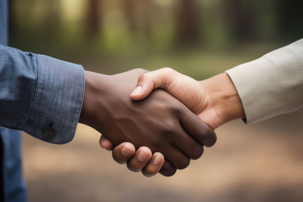 Creative people handshake and meeting togetherness agreement greeting. AI generated Image by rawpixel.
