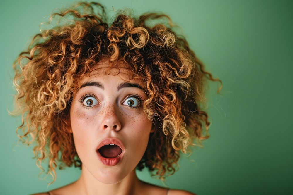 Surprised Woman with Big Hair surprised portrait adult. AI generated Image by rawpixel.