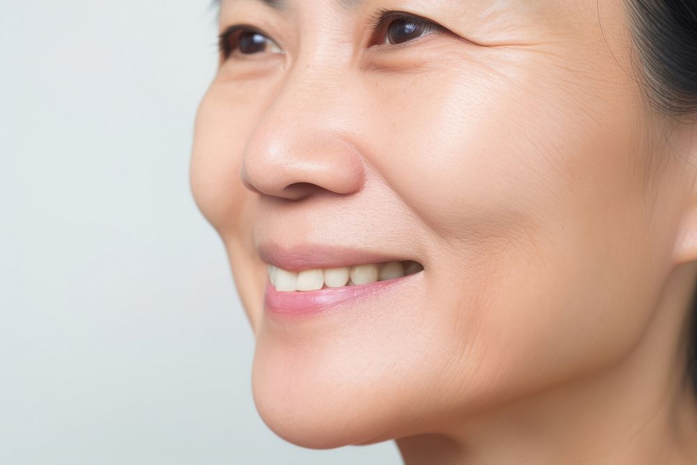 Middle age woman smile skin perfection.