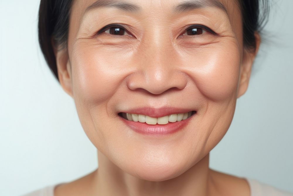 Middle age woman smile skin adult.