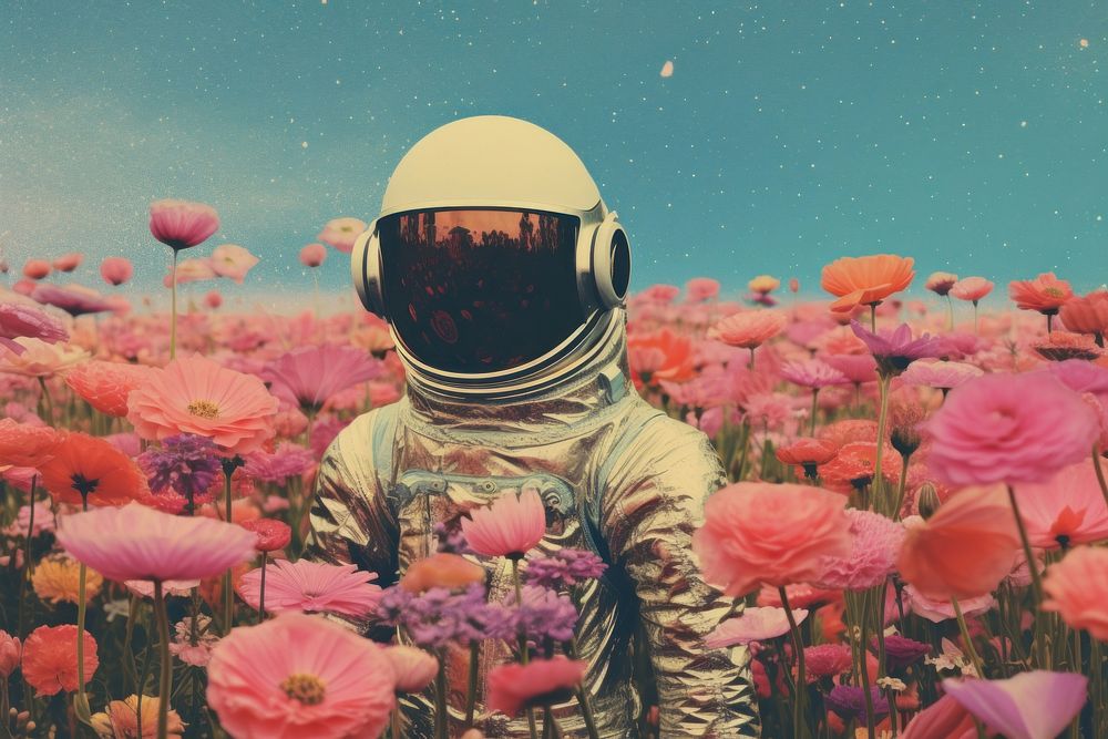 Dreamy Retro Surrealism Collages of flowers outdoors nature plant.