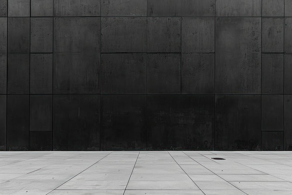 Empty scene of black wall architecture building flooring.