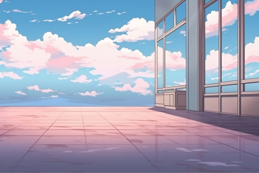 Illustration empty room landscape flooring horizon anime.