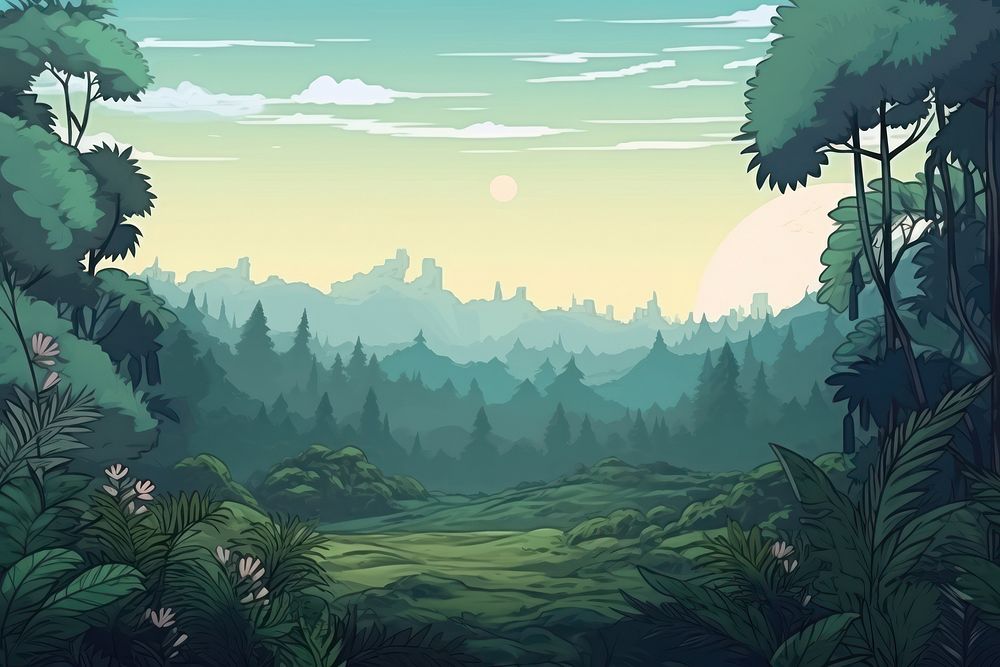 Illustration fern landscape backgrounds vegetation outdoors.