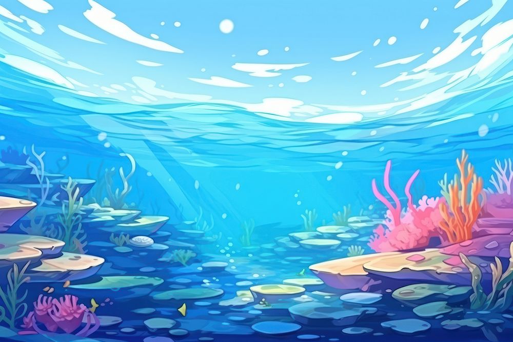 Illustration ocean landscape backgrounds underwater outdoors.