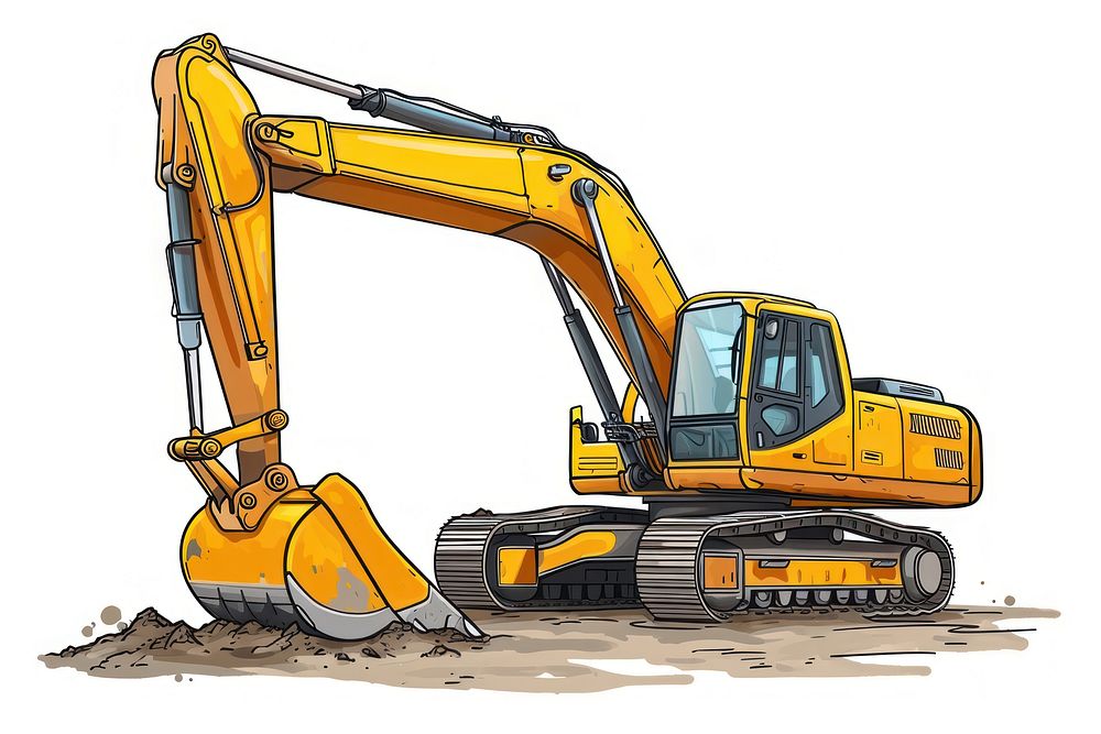 Illustration of excavator  construction development.