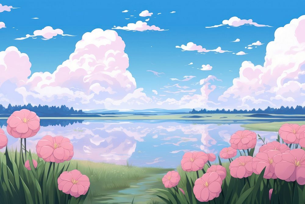Illustration lily field landscape outdoors nature flower.