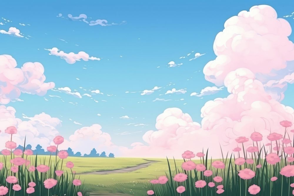 Illustration lily flowers field landscape backgrounds outdoors nature.