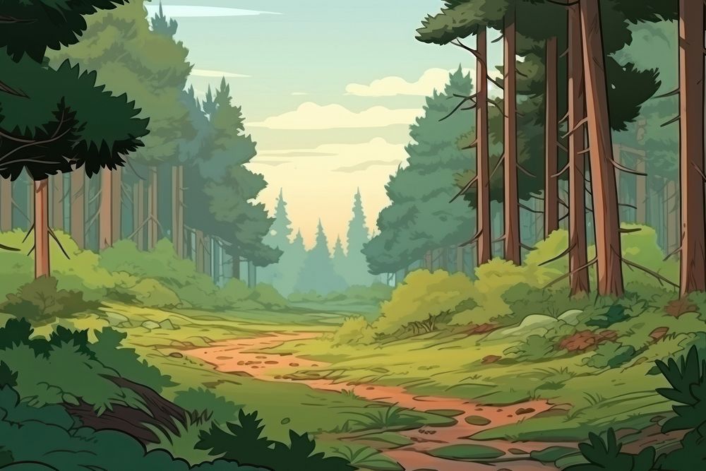 Illustration simple forest landscape wilderness outdoors woodland.