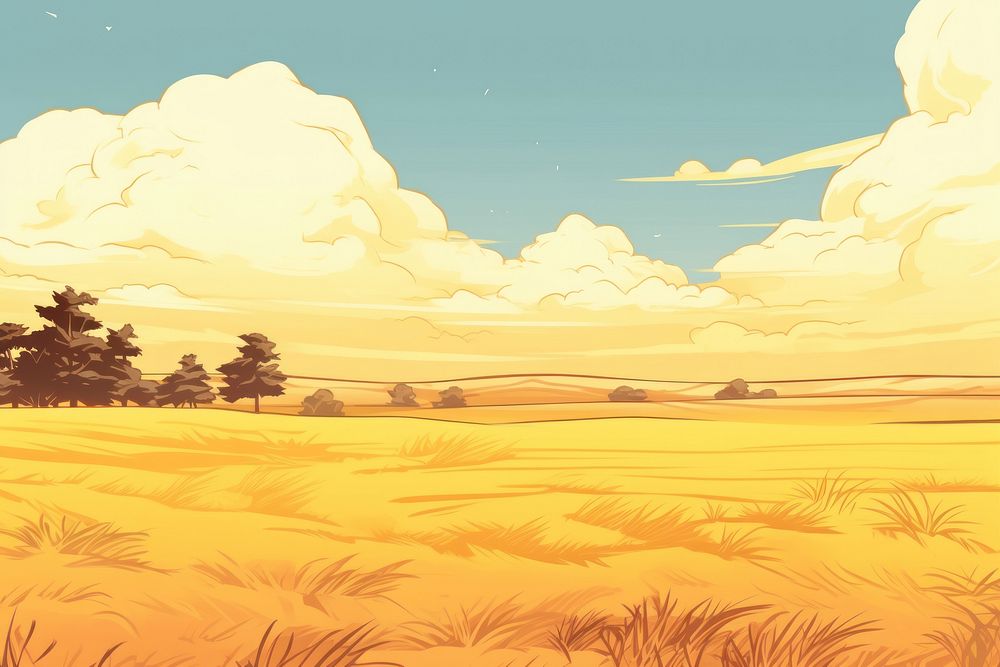 Illustration yellow grass landscape backgrounds grassland outdoors.