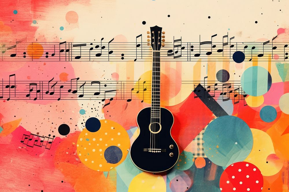 Collage Retro dreamy of music background backgrounds guitar paper.