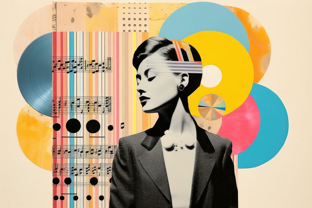 Collage Retro dreamy of music collage adult art.