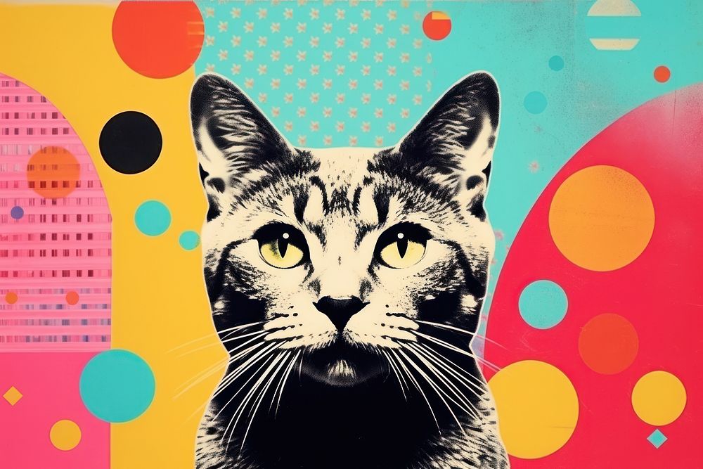 Collage Retro dreamy of cat pattern mammal animal.