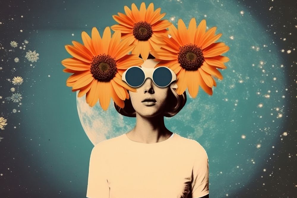 Sunglasses sunflower portrait plant.