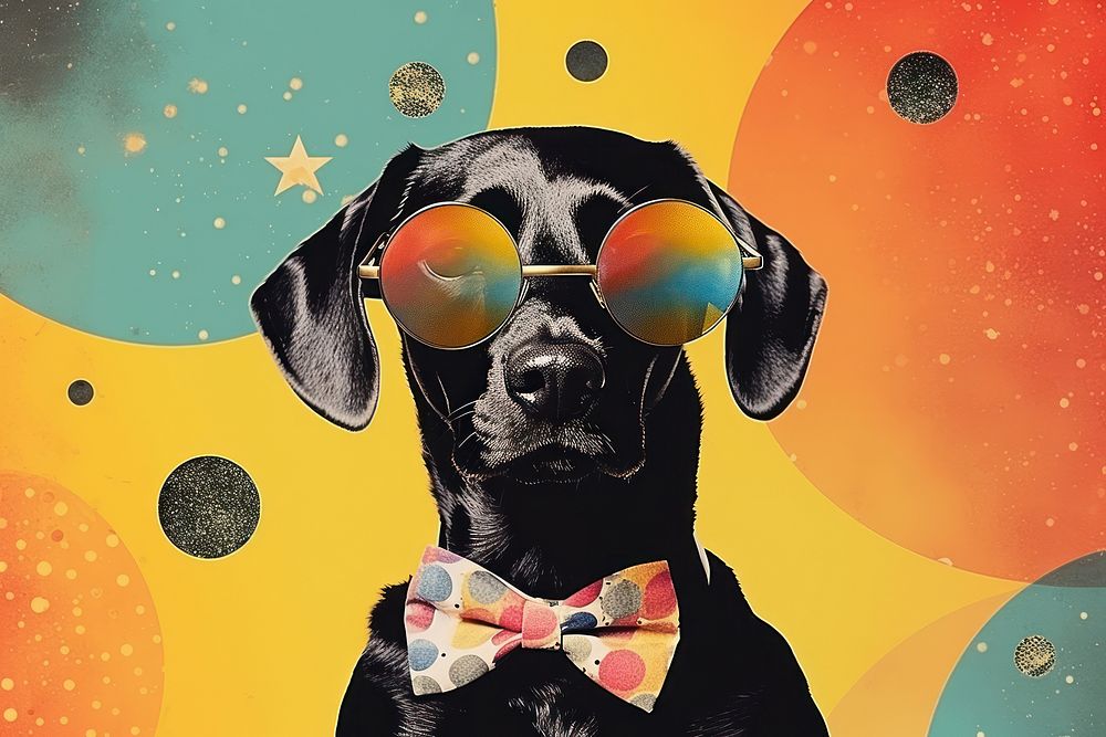 Collage Retro dreamy of dog sunglasses animal mammal.